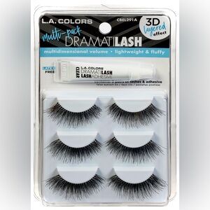 3 3-packs LA Colors 3D Layered False Eyelash Kits with Glue-9 sets!! NEW